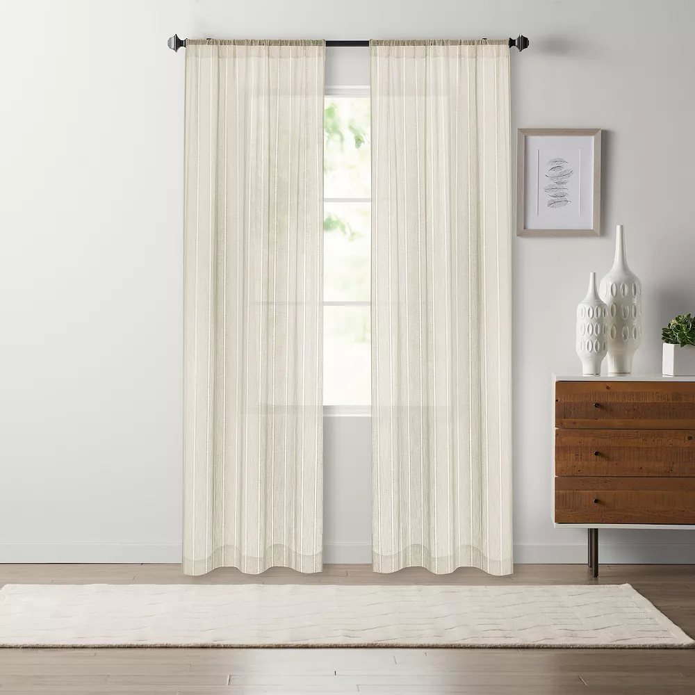 Sonoma Goods For Life® Open Weave Stripe Sheer Set of 2 Window Curtain Panels Sonoma Goods For Life® Open Weave Stripe Sheer Set Of 2 Window Curtain Panels -Sonoma Goods For Life Shop 5724156 Linen