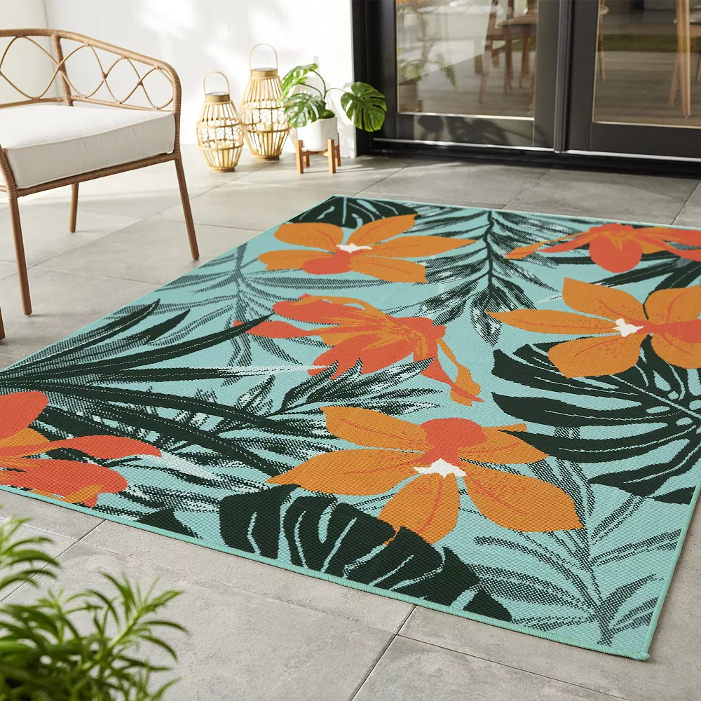 Sonoma Goods For Life® Indoor/Outdoor Aqua Tropical Floral Rug Sonoma Goods For Life® Indoor/Outdoor Aqua Tropical Floral Rug -Sonoma Goods For Life Shop 5864808 ALT
