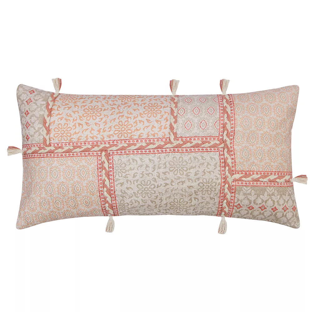 Sonoma Goods For Life® Coral & Tan Block Print Ultimate Feather Fill Tasseled Throw Pillow Sonoma Goods For Life® Coral & Tan Block Print Ultimate Feather Fill Tasseled Throw Pillow -Sonoma Goods For Life Shop 5926789